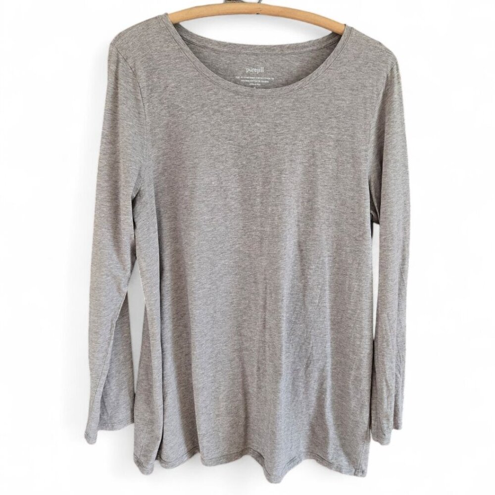 J.Jill XL Pure Jill Womens Long Sleeve Stretch Cotton Tunic Tee Shirt